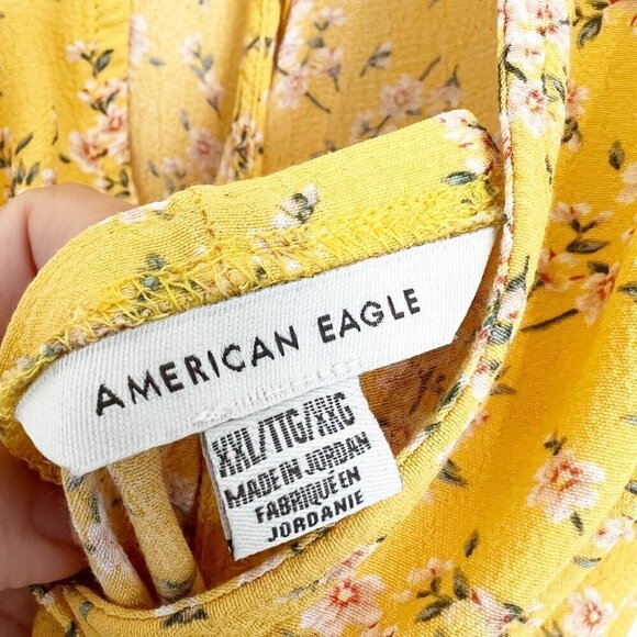 American Eagle Floral Surplice Neck Open Back Boho Romper Casual AEO Size XXL - Picture 6 of 10